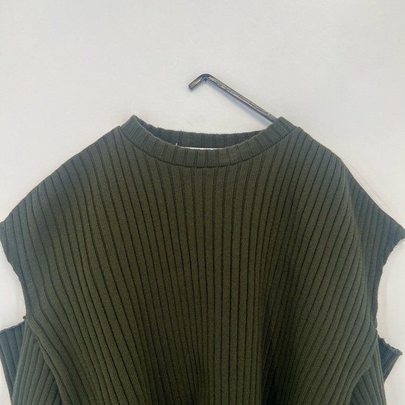 Zara Mixed Media Ribbed Knit Combined Blouse Cut Out Arm Sweater - Picture 1 of 7